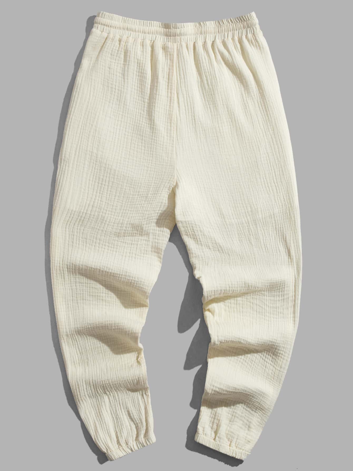 GENTILAND 男士腰部抽繩斜口袋長褲 - 黃色 - 查看 2