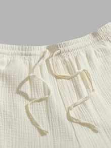 GENTILAND Men Drawstring Waist Slant Pocket Trousers - Yellow - View 4