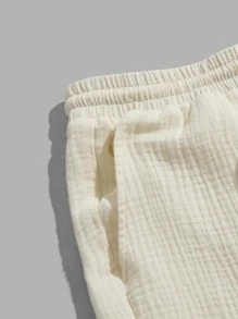 GENTILAND Men Drawstring Waist Slant Pocket Trousers - Yellow - View 5