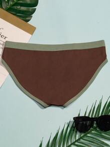 Hombres Calzoncillos con estampado de letra unido en contraste - Café integral - Ver 2