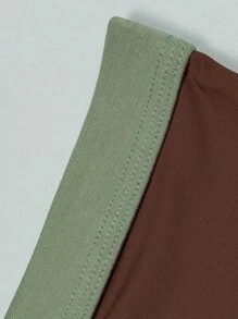 Hombres Calzoncillos con estampado de letra unido en contraste - Café integral - Ver 4