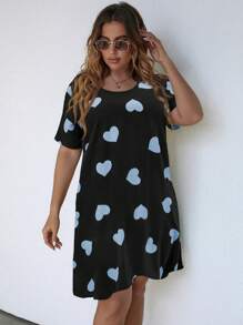 SHEIN LUNE Plus Heart Print Tee Dress