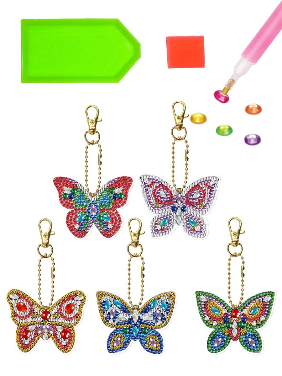 5pcs/set PMMA DIY Diamond Painting Without Frame, Creative Butterfly Design DIY Diamond Painting For Crafts - Multicolor - View 1