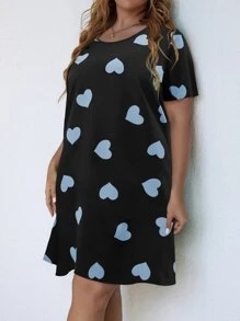 SHEIN LUNE Plus Heart Print Tee Dress