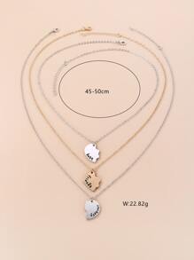 3入組簡約合體心形鋅合金電鍍金銀色吊墜項鍊,適合作為節日女性最好的朋友禮物 - 彩色 - 查看 4