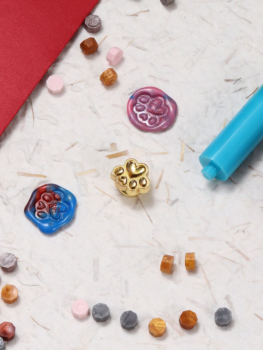 1pc Paw Design Wax Seal Stamp Head - Gold - View 1