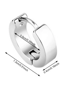 Pendientes De Aro Redondos De Acero Inoxidable, 1 Par - Plateado - Ver 2