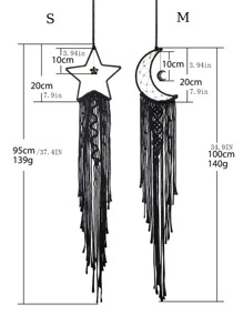 1入組布藝壁掛現代月亮和星星形狀家居掛飾 - 黑色 - 查看 2