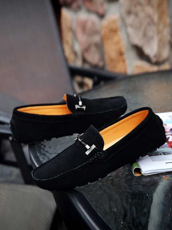 أحذية لوفر بديكور معدني كاجوال خارجي جلد سويدي الاصطناعي للرجال