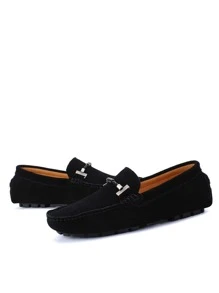 男士金屬裝飾休閒戶外仿麂皮樂福鞋 - 黑色 - 查看 3