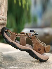 男士字母貼飾抽繩設計運動休閒戶外涼鞋 - 鏽棕色 - 查看 3