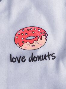 Tween Girls Donut Pattern Shirt And Pants Homewear Set - Multicolor - View 3