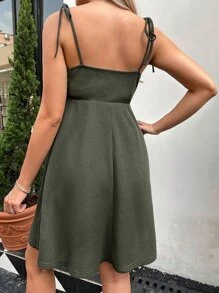 SHEIN Maternidad Vestido de tirantes unicolor - Verde militar - Ver 2