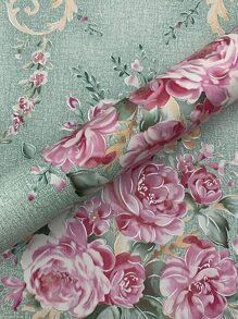 1pc Pink Floral Pattern Wallpaper For Walls - Multicolor - View 1