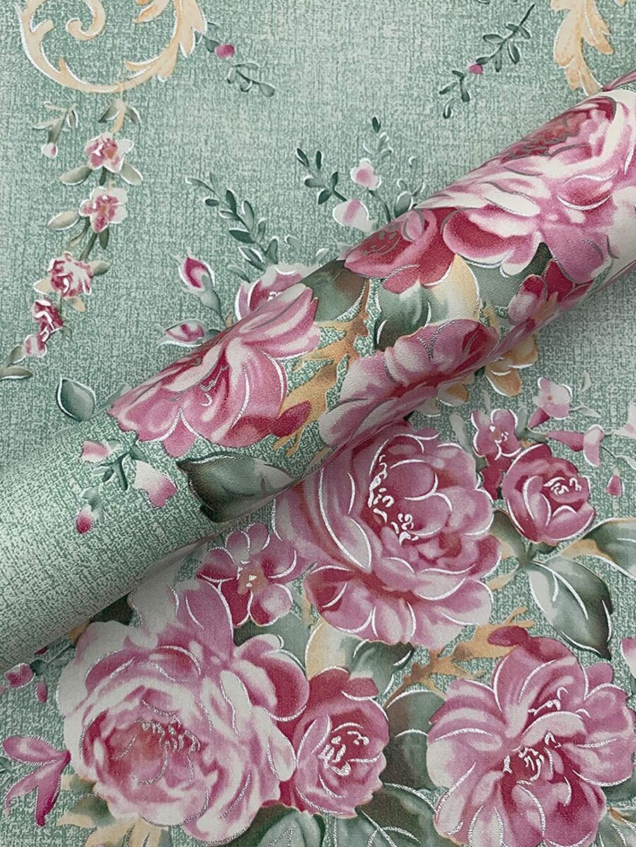 1pc Pink Floral Pattern Wallpaper For Walls - Multicolor - View 1