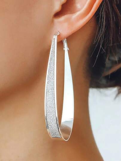 U-Shaped Simple Silver Hoop Earrings, Gift For Women