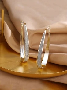U-Shaped Simple Silver Hoop Earrings, Gift For Women - Silver - View 2