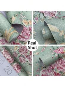 1pc Pink Floral Pattern Wallpaper For Walls - Multicolor - View 5