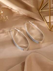 U-Shaped Simple Silver Hoop Earrings, Gift For Women - Silver - View 4