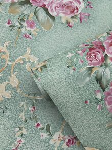 1pc Pink Floral Pattern Wallpaper For Walls - Multicolor - View 6