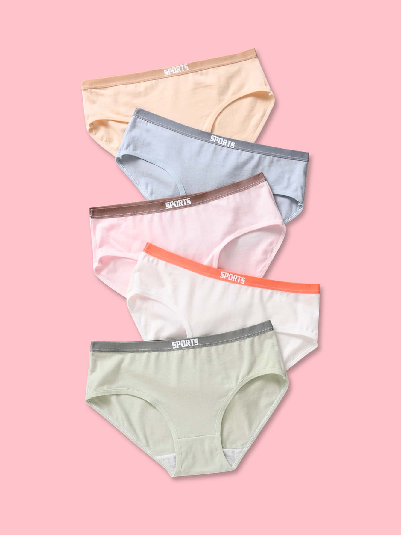 女孩5入組腰部字母條帶內褲