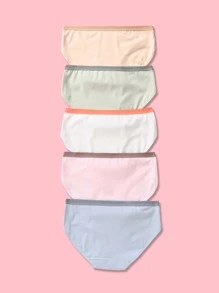 女孩5入組腰部字母條帶內褲