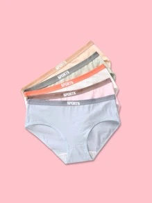 女孩5入組腰部字母條帶內褲