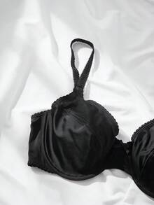 Plus Solid Underwire Lingerie Set - Black - View 3
