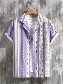 Manfinity Chillmode Men Geo Print Shirt Without Tee - Multicolor - View 1