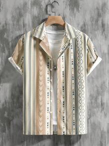 Manfinity RSRT Hombres Camisa con estampado geométrico sin camiseta - Multicolor - Ver 1