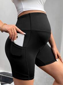 SHEIN 孕婦寬腰帶騎行褲帶手機袋