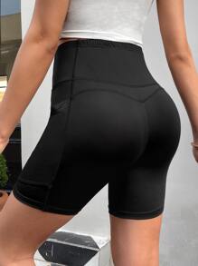 SHEIN 孕婦寬腰帶騎行褲帶手機袋