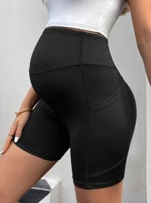 SHEIN 孕婦寬腰帶騎行褲帶手機袋