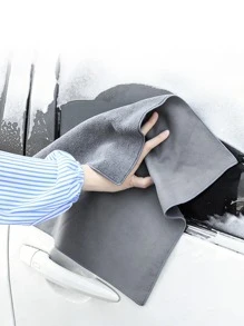 1入組漢字圖案清潔布現代纖維加厚吸水家用清潔抹布 - 灰色 - 查看 1