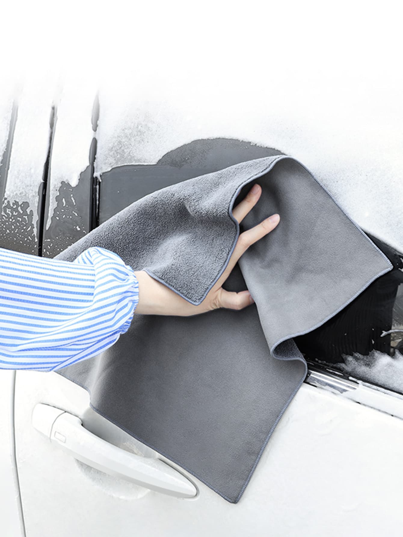 1入組漢字圖案清潔布現代纖維加厚吸水家用清潔抹布 - 灰色 - 查看 1