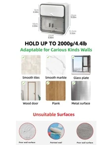 1入組PP衛生紙架簡約免打孔壁掛式壁掛式衛生間衛生紙架 - 白色 - 查看 3