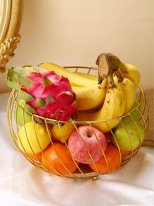 1 khay sắt, khay trái cây trơn tối giản cho nhà bếp - Vàng - Xem 5