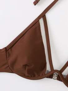 Áo bikini hở lưng có gọng chắc chắn, dành cho kỳ nghỉ hè ở bãi biển - Cà phê nâu - Xem 3