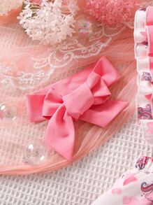 Toddler Girls Heart & Unicorn Print Ruffle Trim Pinafore Dress - White - View 3