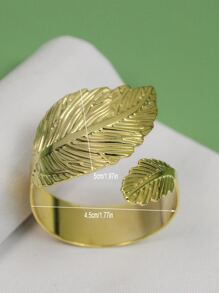 1pc Iron Napkin Ring, Modern Gold Leaf Design Napkin Holder Ring For Restaurant - Gold - View 2