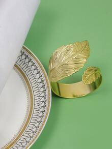 1pc Iron Napkin Ring, Modern Gold Leaf Design Napkin Holder Ring For Restaurant - Gold - View 3