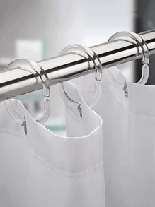 12pcs PVC Shower Curtain Hook, Modern Clear Shower Curtain Ring For Bathroom - Clear - View 1
