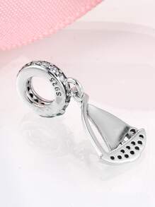 1入組時尚方晶鋯石帆船銀DIY吊墜適用於女士DIY首飾製作 - 銀色 - 查看 5