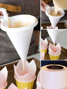 1pc Plastic Funnel, Minimalist White Pastry Funnel For Kitchen Baking - White - View 5