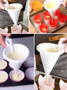 1pc Plastic Funnel, Minimalist White Pastry Funnel For Kitchen Baking - White - View 8