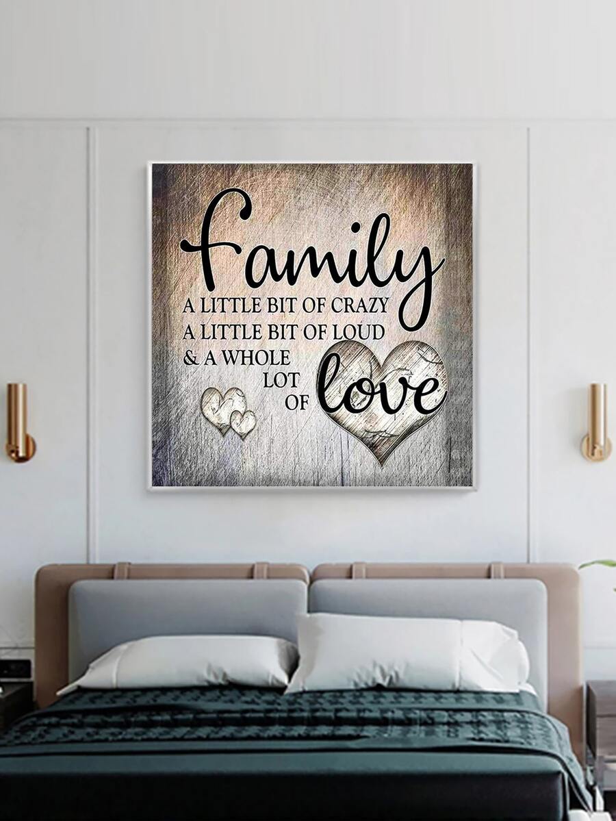 1pc PMMA DIY Diamond Painting Without Frame, Modern Heart & Slogan Graphic DIY Diamond Painting For Craft - Multicolor - View 1