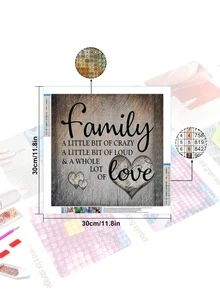 1pc PMMA DIY Diamond Painting Without Frame, Modern Heart & Slogan Graphic DIY Diamond Painting For Craft - Multicolor - View 2