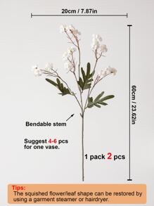 2pcs Plastic Artificial Flower, Modern Artificial Flower For Home - White - View 3