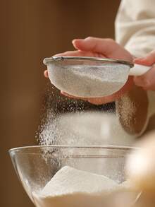 FaSoLa 1pc Stainless Steel Sifter, Modern Long Handle Flour Sieve For Kitchen - White - View 3