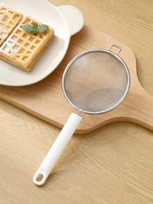 FaSoLa 1pc Stainless Steel Sifter, Modern Long Handle Flour Sieve For Kitchen - White - View 5